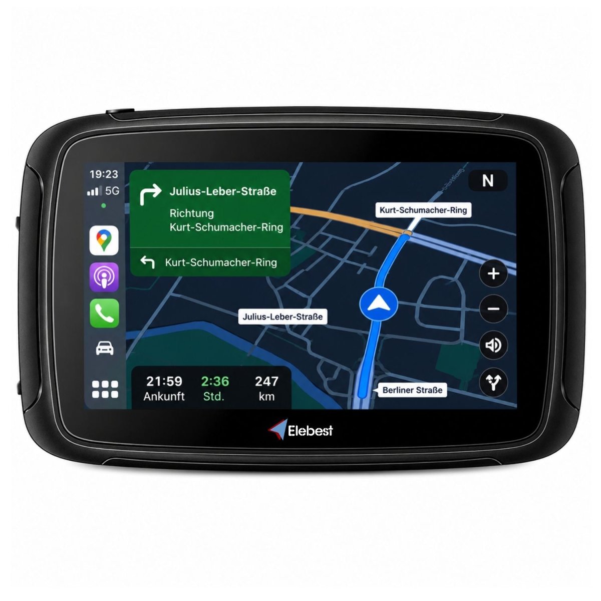 Elebest C650 kompaktes Motorrad-Navi 5 Zoll für schmale Lenker
