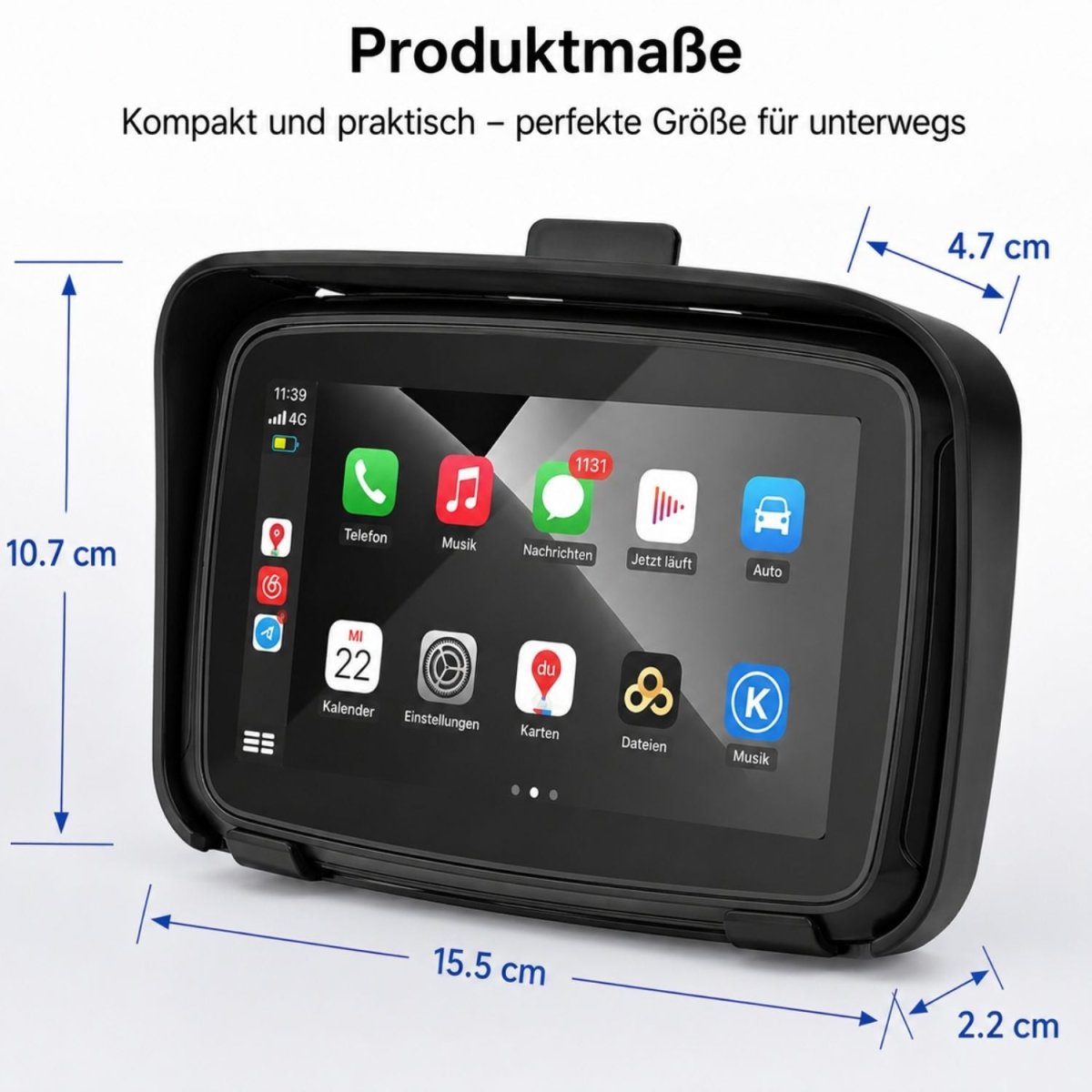 Elebest C650 CarPlay-Display 5 Zoll am Motorradlenker im Einsatz