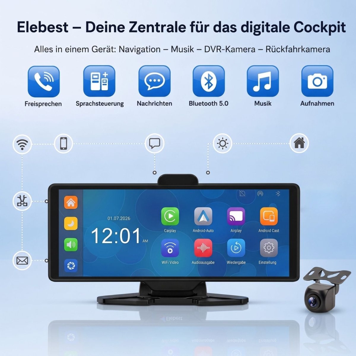 Kabel-Rückfahrkamera des CarPlay 1026 für sicheres Rückwärtsfahren