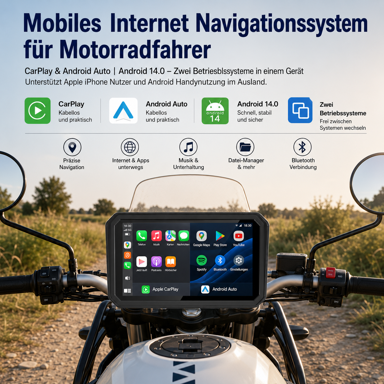 IP67 wasserdichtes Motorrad-Navi F97 Pro+ bei Regen und Spritzwasser