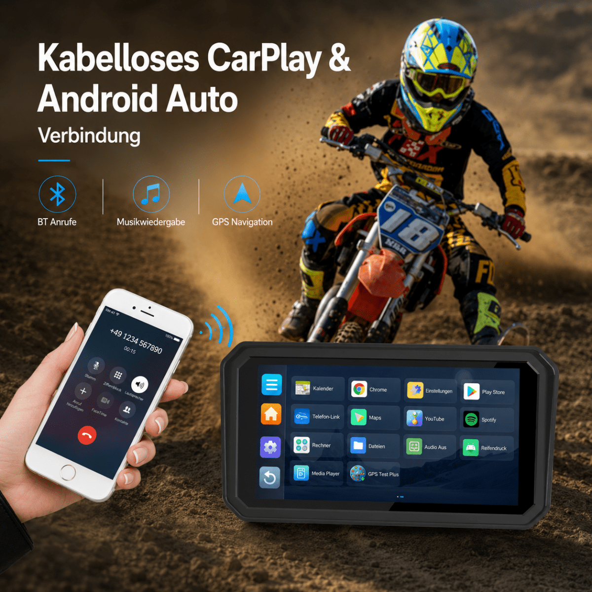 Dual-Bluetooth: Smartphone und Helm-Headset gleichzeitig mit dem F97 Pro+ verbunden