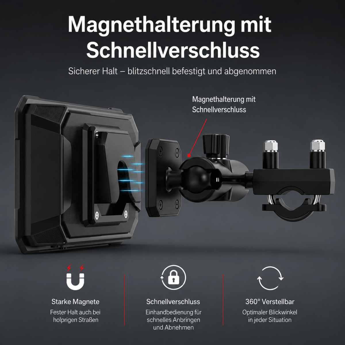 Kabelloses Apple CarPlay und Android Auto auf dem 6-Zoll-Display am Motorradlenker