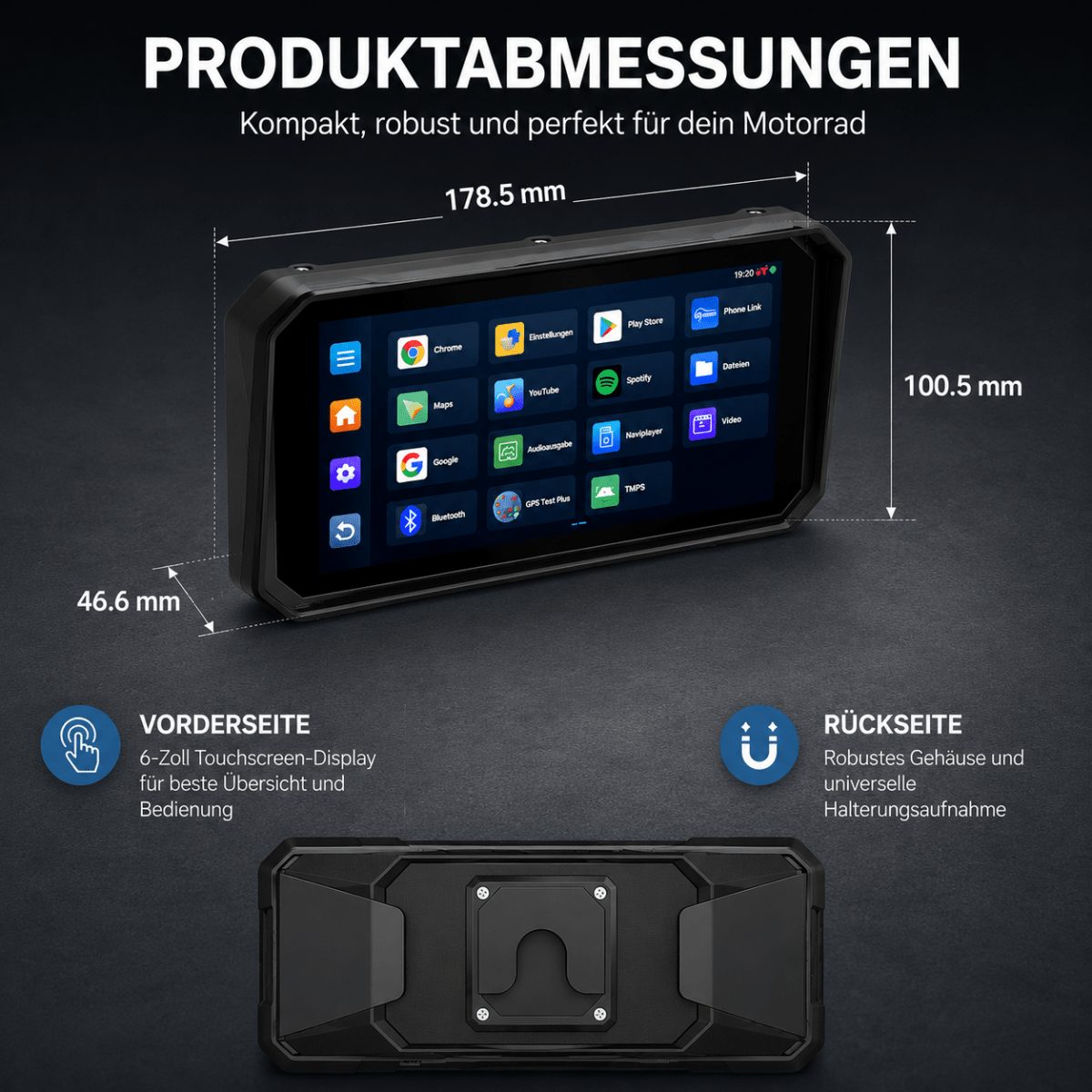 Elebest F97 Pro+ CarPlay-Display im Einsatz auf einer Motorradtour