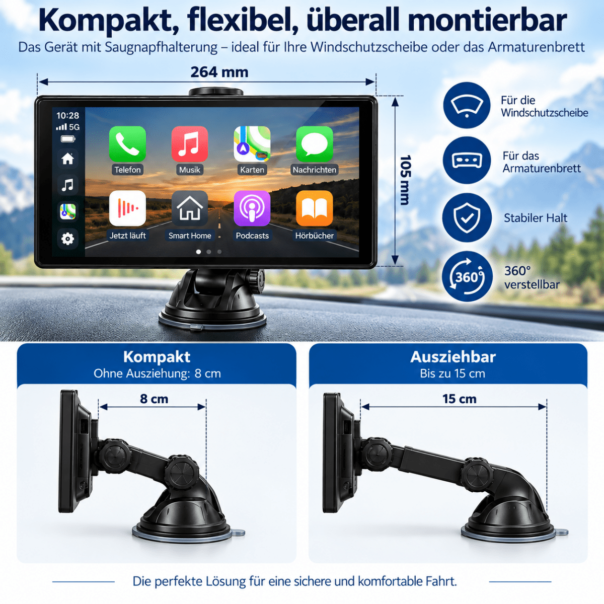 11,4 Zoll CarPlay & Android Auto Display (Navi mit Rückfahrkamera & Dashcam) F88