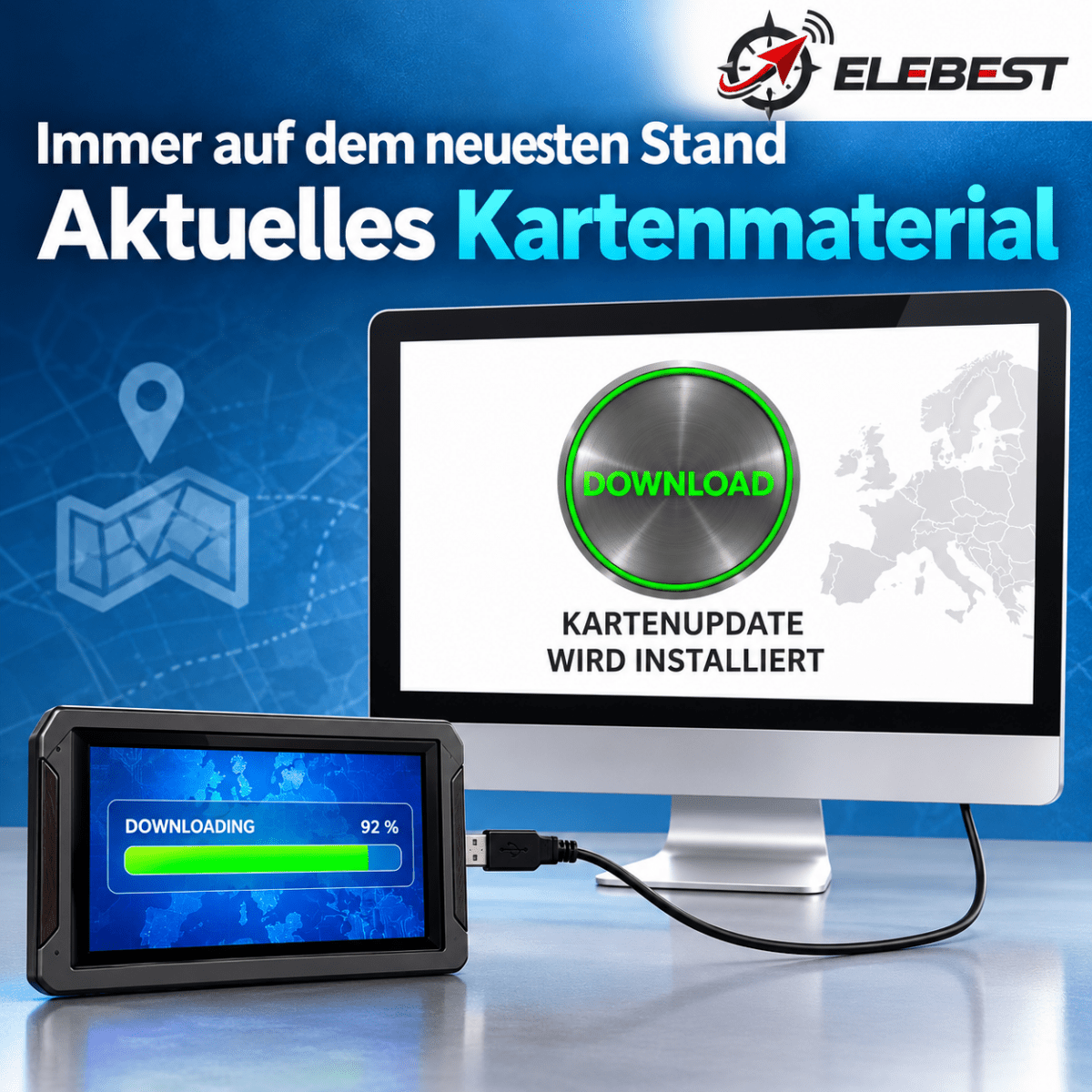 Elebest 90K 9 Zoll Navigationsgerät mit großem HD-Touchscreen