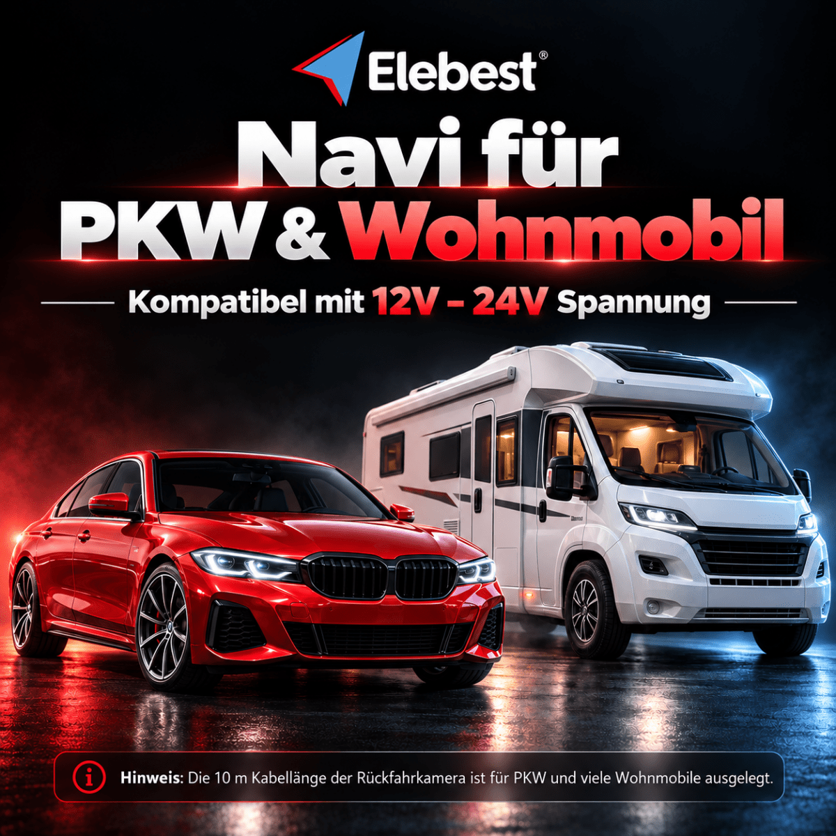 Elebest 90K 9 Zoll Navi mit Fahrspurassistent und Sprachführung