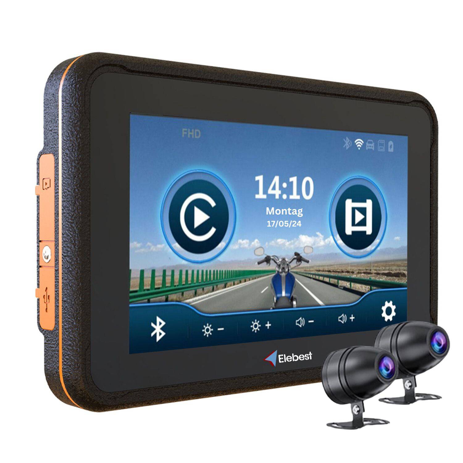 Elebest 7 Zoll CarPlay C250 Motorrad - Navi mit Rückfahrkamera Apple CarPlay elebest