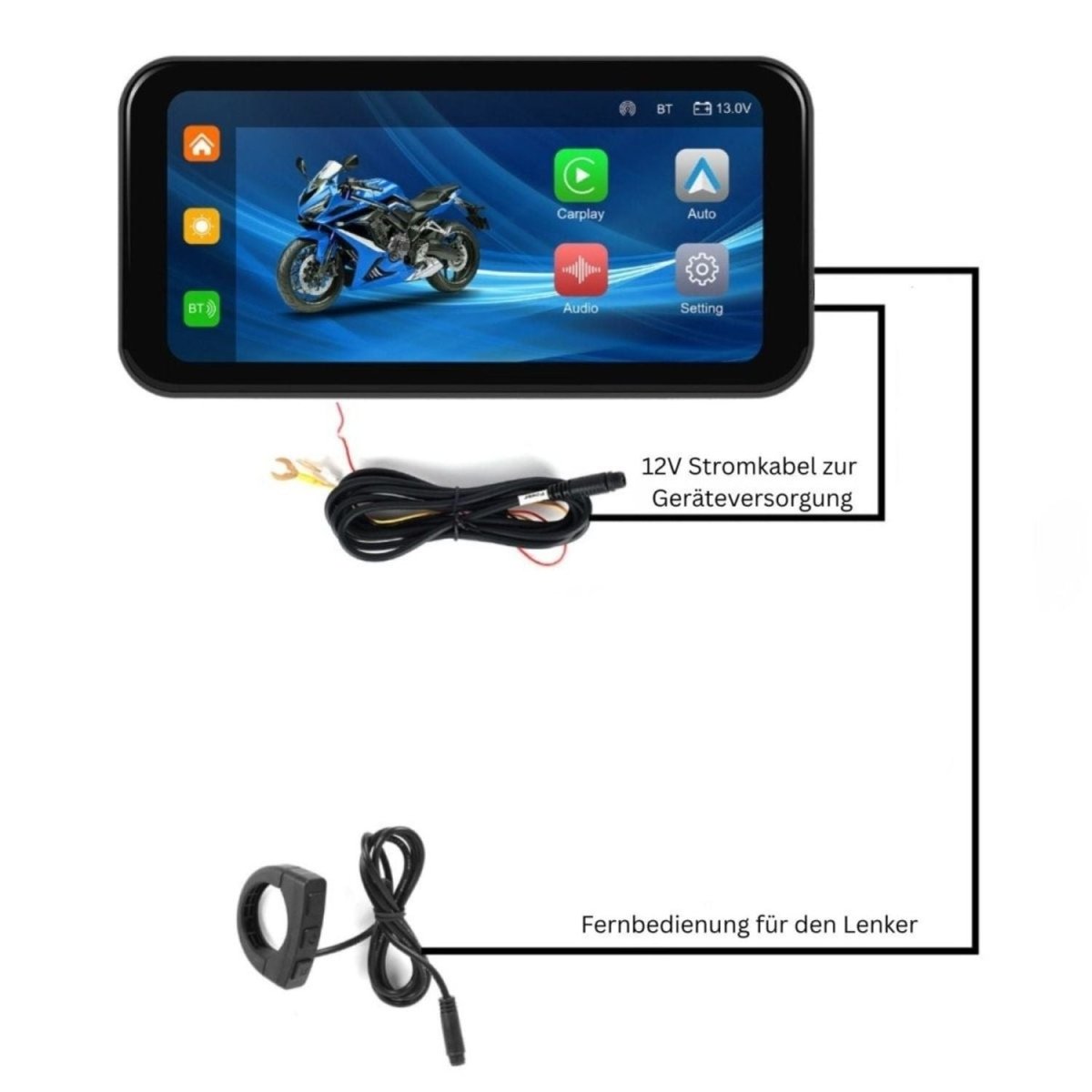 Elebest MotoPlay F83T 6,25 Zoll Touchscreen mit 180 Grad drehbarer Anzeige