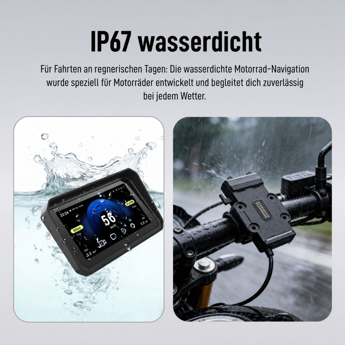 Elebest F96C CarPlay Display am Motorradlenker montiert