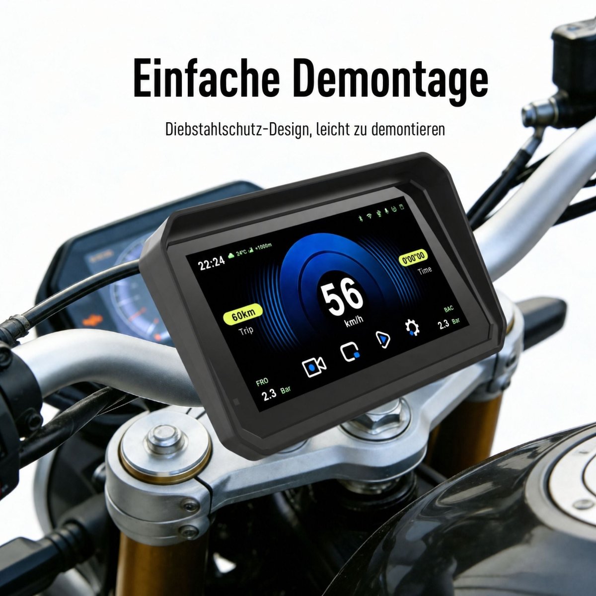 Elebest F96C kabelloses Android Auto und Apple CarPlay fürs Motorrad nachrüsten