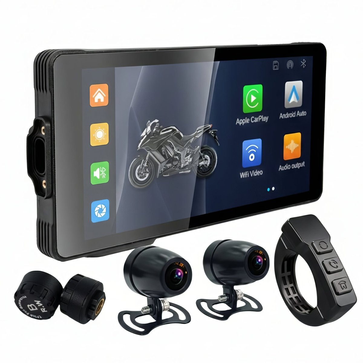 Elebest Motorrad - Navi 5.5 Zoll Display CarPlay ProCam 200X mit Reifenluftdrucküberwachung android - auto dual - bluetooth