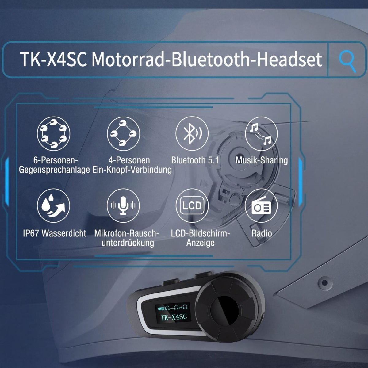 Elebest Motorrad-Headset mit klarer Sprachübertragung
